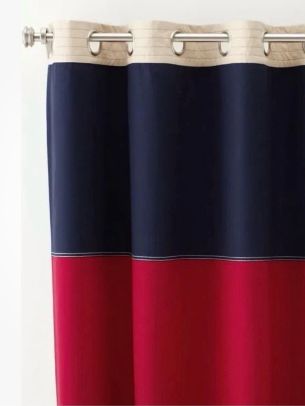 Pottery Barn Kids, Rugby Colorblock Curtains/ set of 2 Panels Red Navy 86”